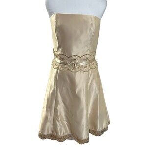 Jessica McClintock Gunne Sax Satin Strapless Dress Tulle Under‎ New Sz 7 Vintage